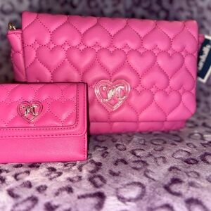 Juicy Couture Pink Heart Quilted Bag and Wallet